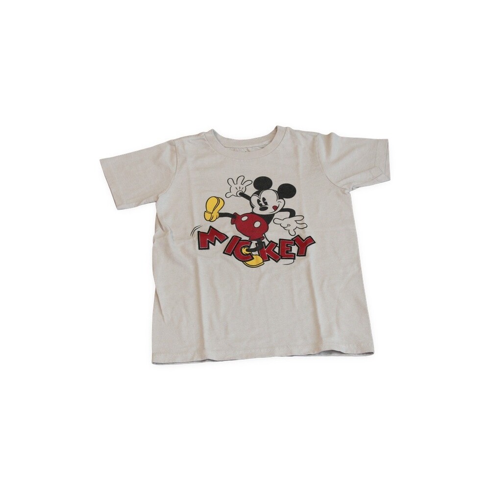 Disney Mickey Mouse T-Shirt Size 5-6 y Off-White Cotton Kids Shirt